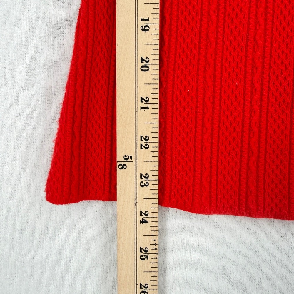 SEZANE Alessia Top Womens Large Red Square Neck Knit Puff Sleeve Sweater French - Picture 15 of 16